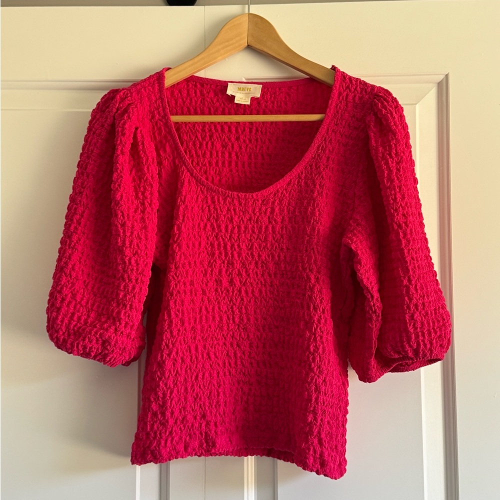 Anthropologie Maeve Pink Textured Top